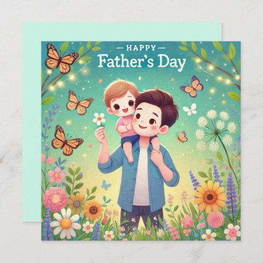 Happy Vaderdag Card Kaart (Voorkant / Achterkant)