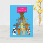 Happy Vaderdag Cartoon Dogs Kaart (Gele Bloem)
