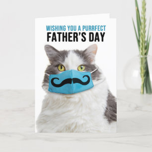 Happy Vaderdag Cat in mondkapje Feestdagen Kaart