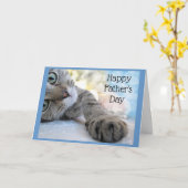 Happy Vaderdag Cat Nap Animal Humor Kaart (Gele Bloem)