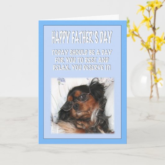 Happy Vaderdag Cavalier King Charles Spaniel Kaart (Gele Bloem)