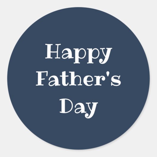 Happy Vaderdag Classic Navy Blue Simple Ronde Sticker (Voorkant)