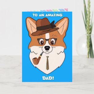 Happy Vaderdag Corgi Cartoon Kaart