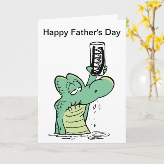 Happy Vaderdag Crocodile Kaart (Gele Bloem)
