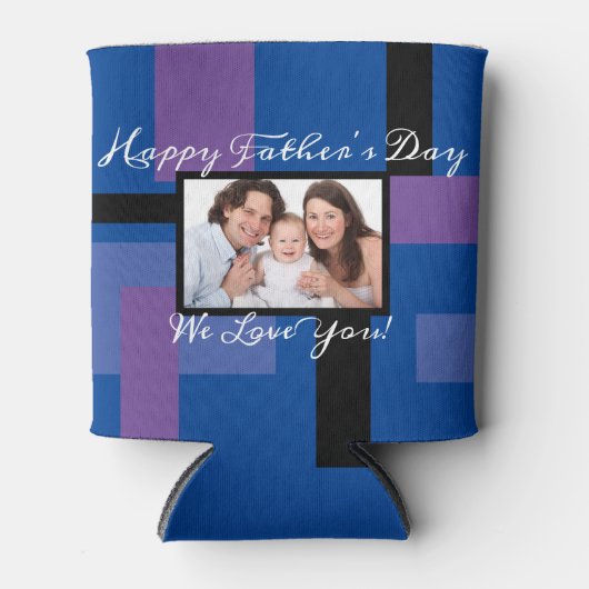 Happy Vaderdag Custom 1 foto Modern Blikjeskoeler (Voorkant)