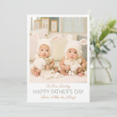 Happy Vaderdag Custom Foto Twins Vakantie Kaart (Staand voorkant)
