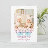 Happy Vaderdag Custom Photo Twins Feestdagenkaart (Staand voorkant)