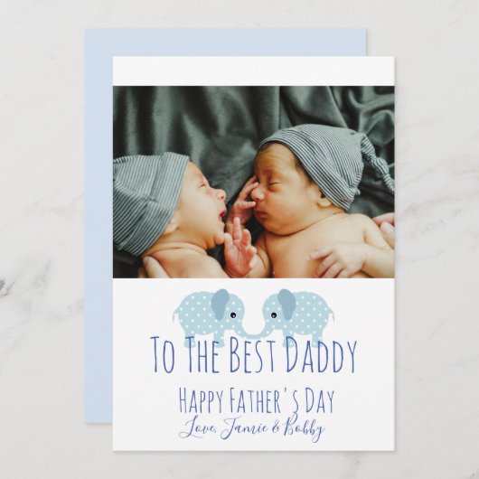 Happy Vaderdag Custom Photo Twins Feestdagenkaart (Voorkant / Achterkant)