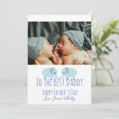 Happy Vaderdag Custom Photo Twins Feestdagenkaart (Staand voorkant)