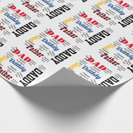 Happy Vaderdag Custom Text Greep Cadeaupapier (Hoek)