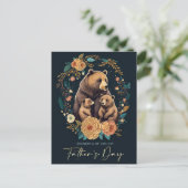 Happy Vaderdag Cute Beren Folk Art Briefkaart (Staand voorkant)