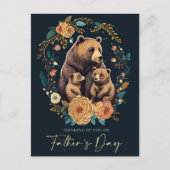Happy Vaderdag Cute Beren Folk Art Briefkaart (Voorkant)