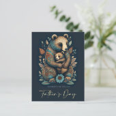 Happy Vaderdag Cute Beren Folk Art Briefkaart (Staand voorkant)