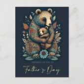 Happy Vaderdag Cute Beren Folk Art Briefkaart (Voorkant)