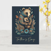 Happy Vaderdag Cute Beren Folk Art Kaart (Gele Bloem)