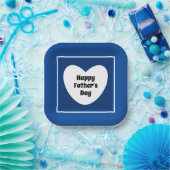 Happy Vaderdag Cute Blue White Heart Papieren Bordje (Feest)