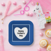 Happy Vaderdag Cute Blue White Heart Papieren Bordje (Feest)