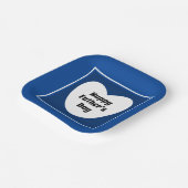 Happy Vaderdag Cute Blue White Heart Papieren Bordje (Gebogen)