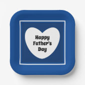 Happy Vaderdag Cute Blue White Heart Papieren Bordje (Voorkant)