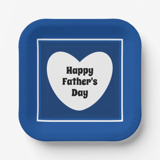 Happy Vaderdag Cute Blue White Heart Papieren Bordje (Voorkant)