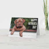 Happy Vaderdag Cute Brown Puppy Photo-sjabloon Kaart (Voorkant)