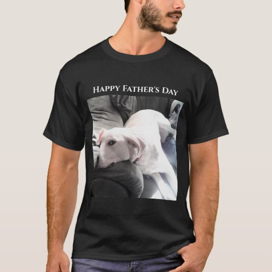 Happy Vaderdag Cute Puppy Dog Dad Black T-shirt (Voorkant)