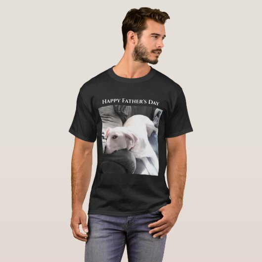 Happy Vaderdag Cute Puppy Dog Dad Black T-shirt (Voorkant volledig)