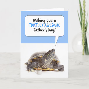 Happy Vaderdag Cute Turtle met koffie Humor  Feestdagen Kaart