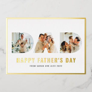 Happy Vaderdag DAD 3 Photo Gold Foil Kaart