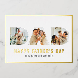 Happy Vaderdag DAD 3 Photo Gold Foil Kaart