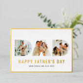 Happy Vaderdag DAD 3 Photo Gold Foil Kaart (Staand Voorkant)