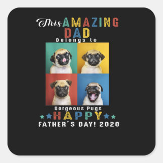 Happy Vaderdag Dad behoort tot prachtige pugs Vierkante Sticker