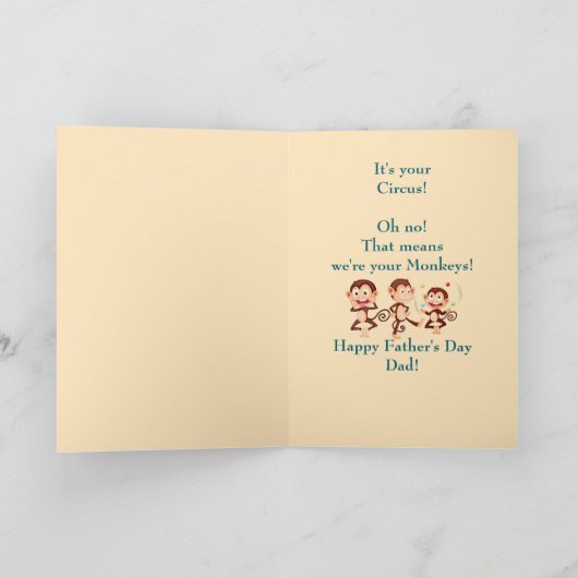Happy Vaderdag Dad Circus Monkeys Funny Kaart (Binnen)