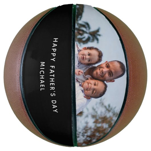 Happy Vaderdag Dad en Kinder Custom Name Photo Basketbal (Verticaal)