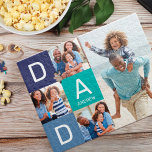 Happy Vaderdag Dad, Family Photo Collage Legpuzzel<br><div class="desc">Geniet van vaderdag met onze prachtige gepersonaliseerde familiefoto-puzzel. Het ontwerp kenmerkt een veelvoudige fotolay-out om uw eigen foto's toe te voegen. Het woord "Pa" wordt in blauwe vierkantjes geplaatst,  en past zich aan met dieetjes in de doos. Maak een speciaal familiegeheugen met dit leuke familiepuzzel. Perfect geschenk voor Vaderdag.</div>