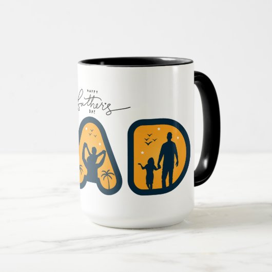 Happy Vaderdag Dad: Grafische Typografie Kunst Mok (Voorkant rechts)