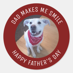 Happy Vaderdag Dad laat me glimlachen Hondenfoto Ronde Sticker