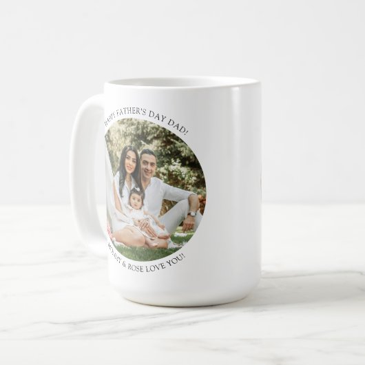 Happy Vaderdag Dad Ronde Foto Eenvoudig Cadeau Koffiemok (Voorkant links)