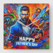 Happy Vaderdag Daddy Gamer | Vierkante Klok (Voorkant)