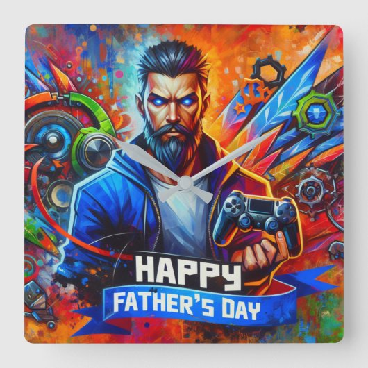 Happy Vaderdag Daddy Gamer | Vierkante Klok (Voorkant)