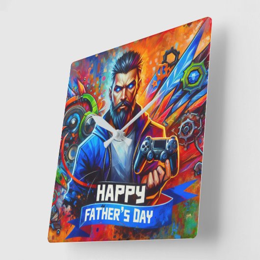 Happy Vaderdag Daddy Gamer | Vierkante Klok (Hoek)