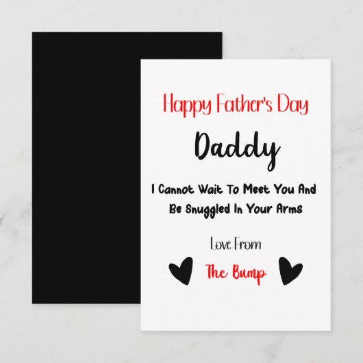 Happy Vaderdag Daddy Love van de Bump Kaart (Voorkant / Achterkant)