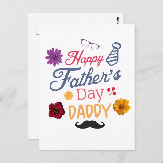Happy Vaderdag Daddy Mooi Doodle Design Briefkaart (Voorkant / Achterkant)
