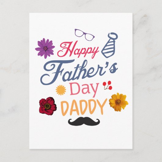 Happy Vaderdag Daddy Mooi Doodle Design Briefkaart (Voorkant)