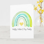 Happy Vaderdag Daddy Waterverf Rainbow Hearts Kaart (Gele Bloem)