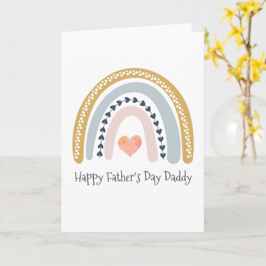 Happy Vaderdag Daddy Waterverf Rainbow Hearts Kaart (Gele Bloem)