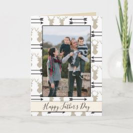 Happy Vaderdag Deer Head en Arrows Foto Kaart