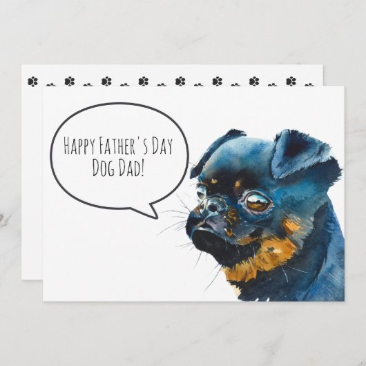 Happy Vaderdag Dog Dad Brussels Griffon Custom Feestdagenkaart (Voorkant / Achterkant)