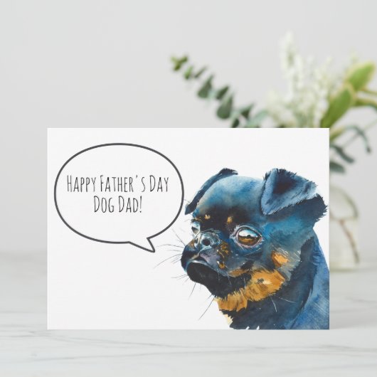 Happy Vaderdag Dog Dad Brussels Griffon Custom Feestdagenkaart (Staand voorkant)