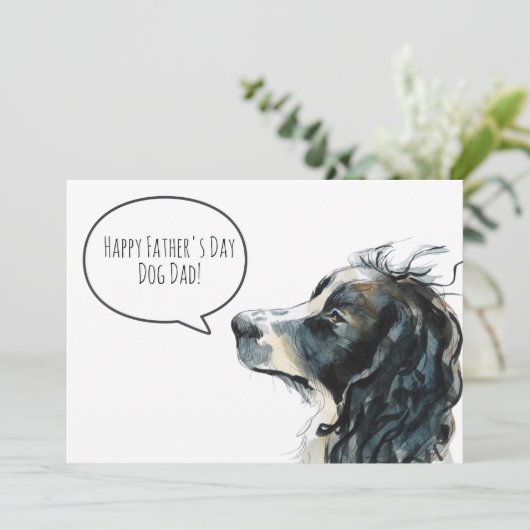 Happy Vaderdag Dog Dad Springer Spaniel Custom Feestdagenkaart (Staand voorkant)